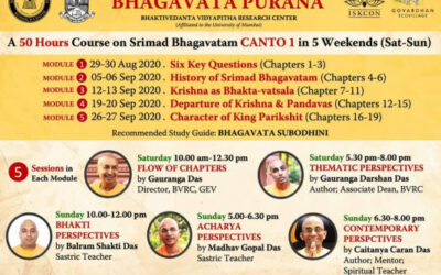 BVRC presents online certificate and diploma course on Bhagavat Purana, on Srimad Bhagavatam Canto 1